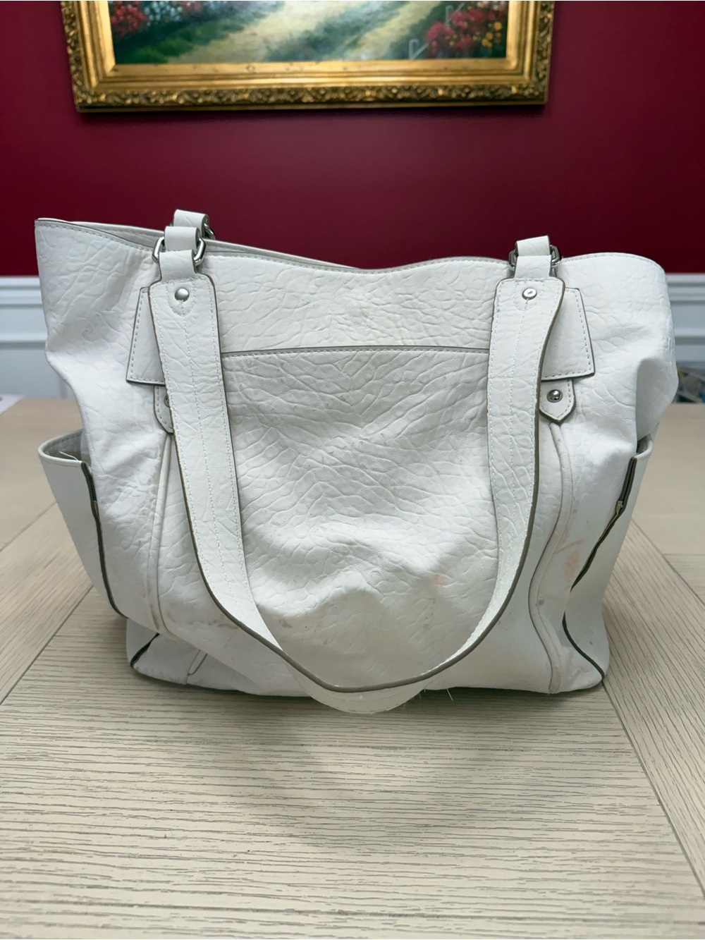 Everyday White Leather-Look Tote Bag with Dual Shoulder Straps